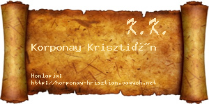 Korponay Krisztián névjegykártya
