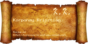 Korponay Krisztián névjegykártya